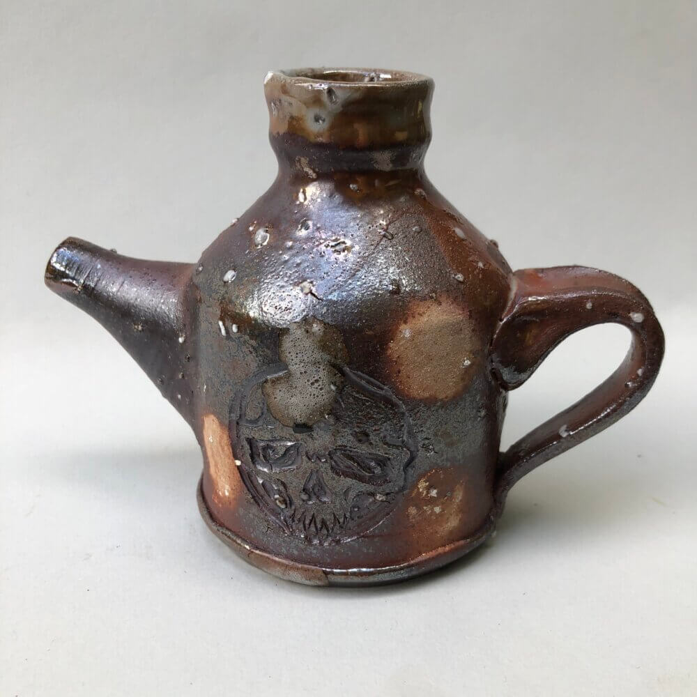 Copper Ceramic Skull Teapot