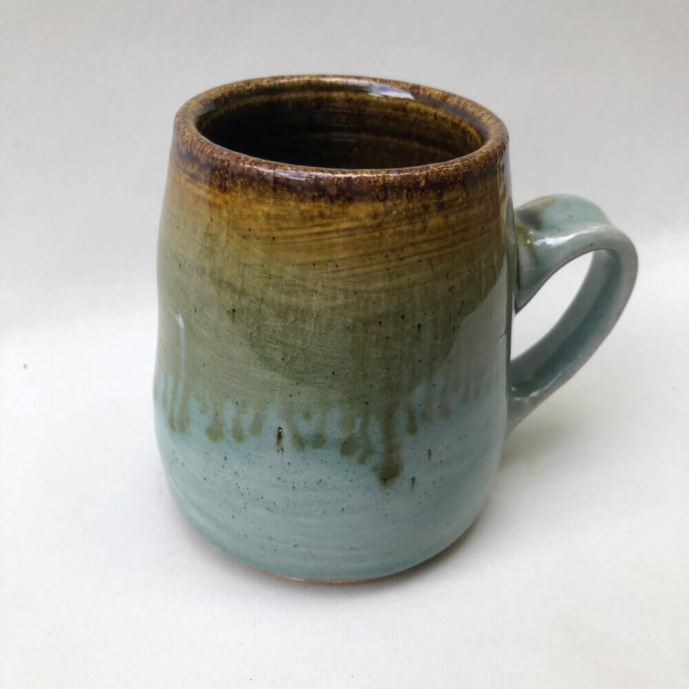 Teal Ceramic mug amber rim