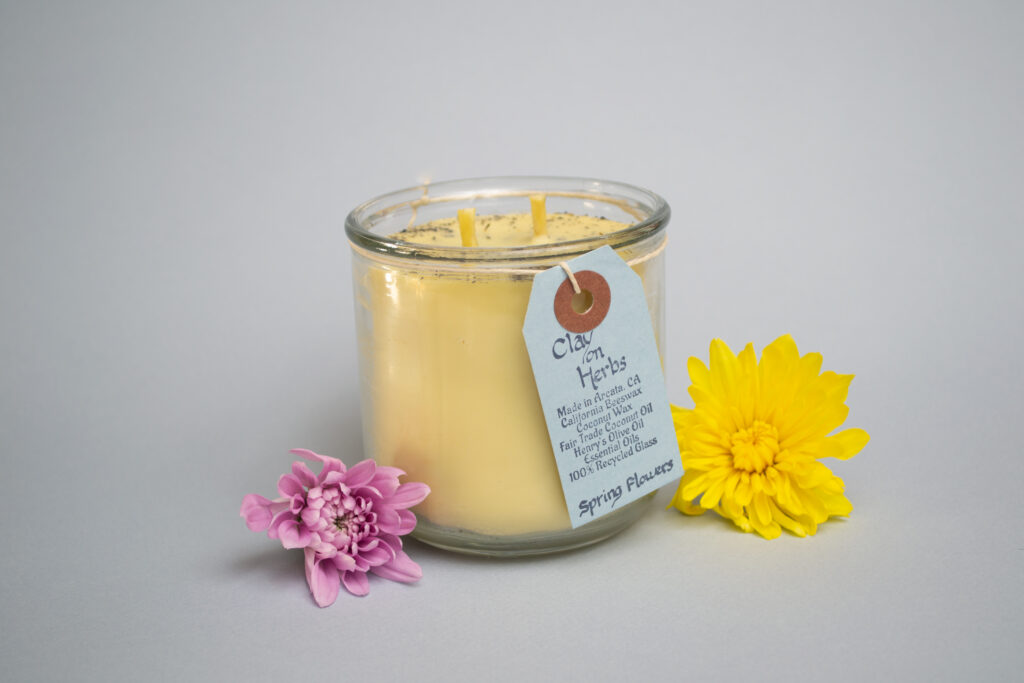 large spring flowers candle