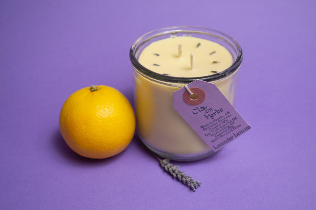 large lavender lemons candle